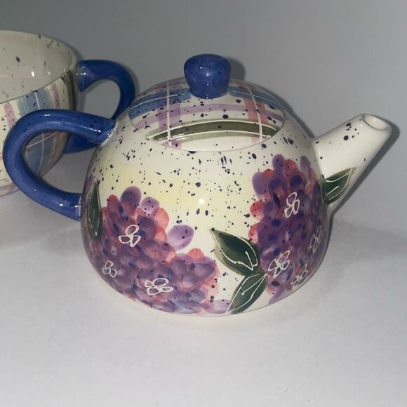 Julie Ueland tea for one 3 piece set floral teapot & cup vintage Enesco 1999 - Picture 6 of 8